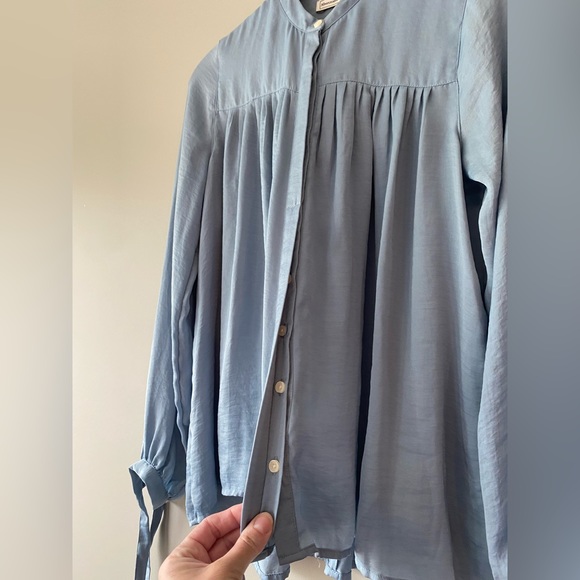 NEW Abercrombie & Fitch blouse balloon sleeves small oversized button down shirt - Picture 4 of 6